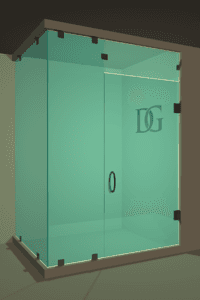 Canto™ Left Open Corner Shower Door with Steam Shower Transom-0