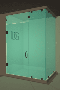 Canto™ Right Open Corner Shower Door with Steam Shower Transom-0