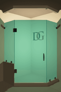 Luxe™ Right Open Neo Angle Shower Door with Left Knee Wall-0