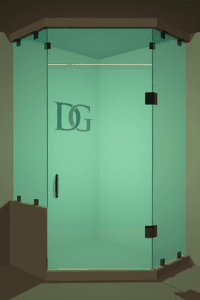 Luxe™ Left Open Neo Angle Shower Door with Left Knee Wall & Steam Shower Transom-3