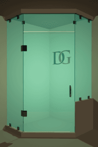 Luxe™ Right Open Neo Angle Shower Door with Right Knee Wall & Steam Shower Transom-0