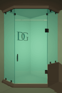 Luxe™ Left Open Neo Angle Shower Door with Right Knee Wall & Steam Shower Transom-1