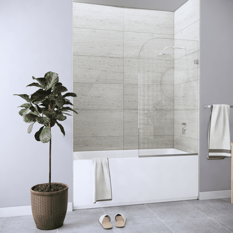 Bathtub Enclosures Fixed Right Side Rounded Single Bathtub Screen-1