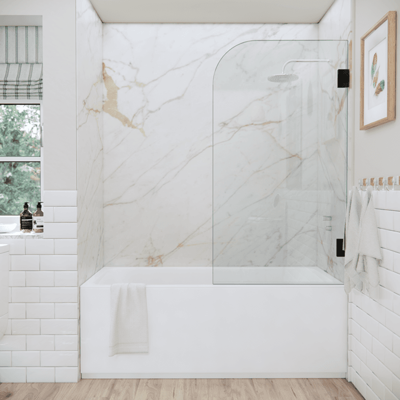 Bathtub Enclosures Left Open Single Swinging Round Bathtub Screen-0