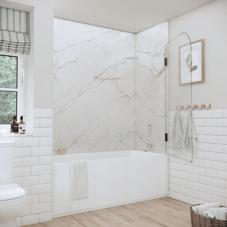 Bathtub Enclosures Left Open Single Swinging Round Bathtub Screen-2