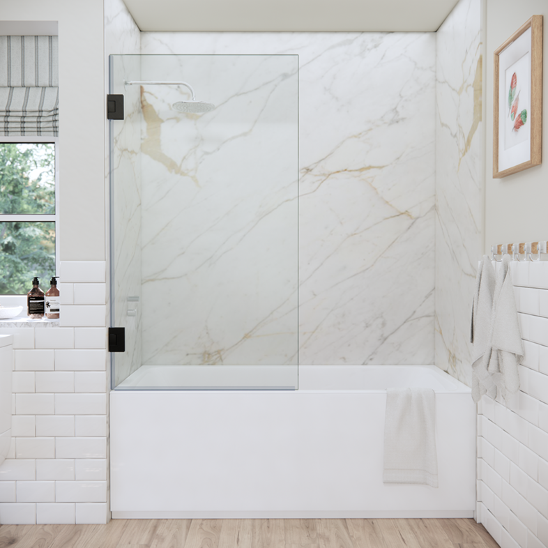 Bathtub Enclosures Right Open Single Swinging Bathtub Screen-0