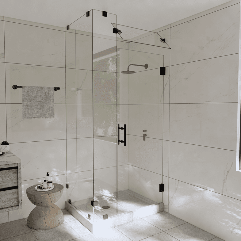 Canto™ Left Open Corner Shower Door with Steam Shower Transom-2