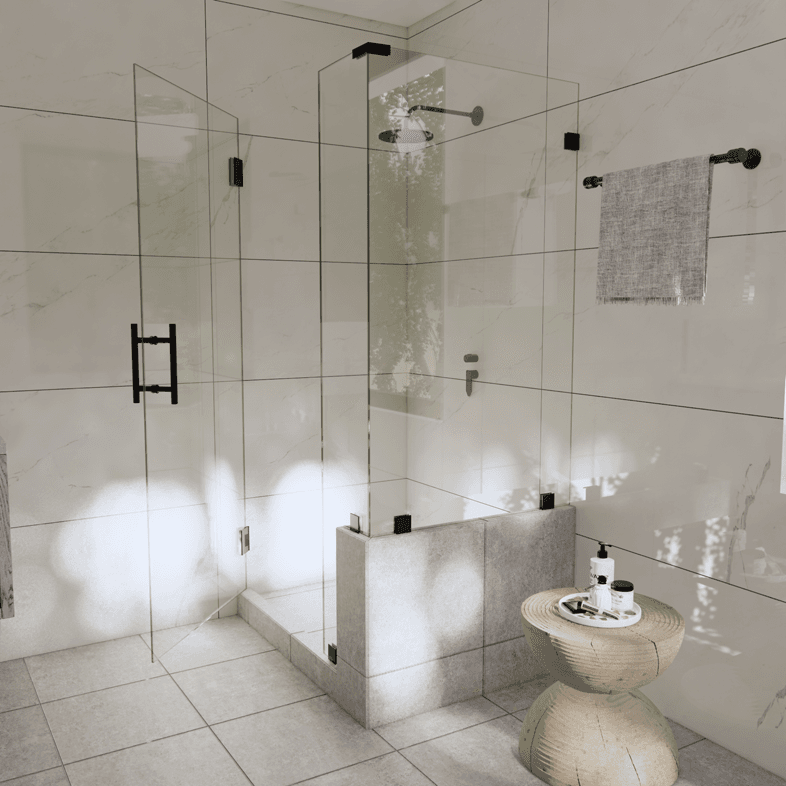 Canto™ Right Open Corner Shower Door with Right Knee Wall-1