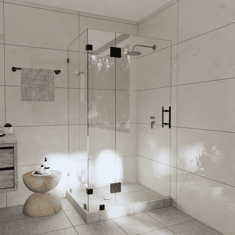 Canto™ Right Open Corner Shower Door with Glass-to-Glass Hinge-0