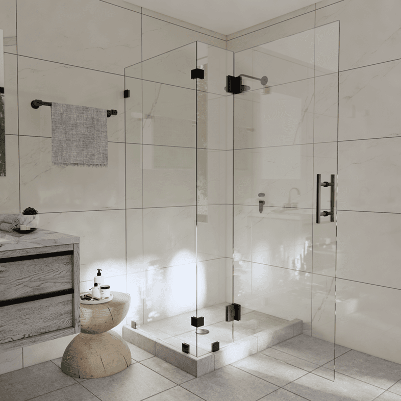 Canto™ Right Open Corner Shower Door with Glass-to-Glass Hinge-1