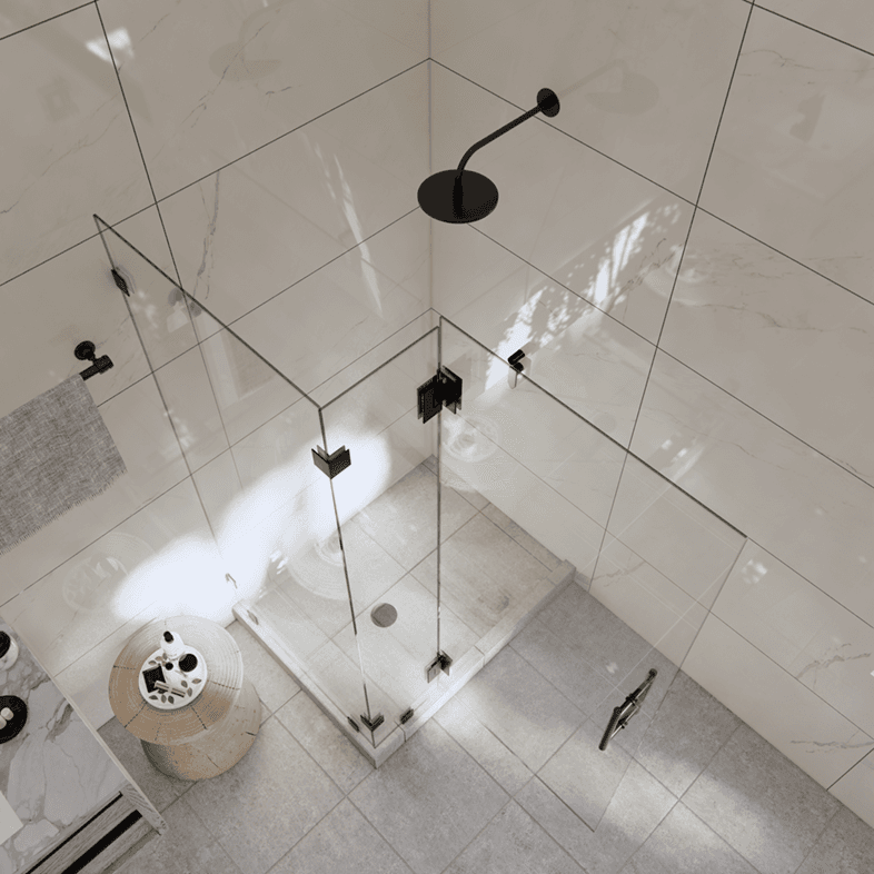 Canto™ Right Open Corner Shower Door with Glass-to-Glass Hinge-2