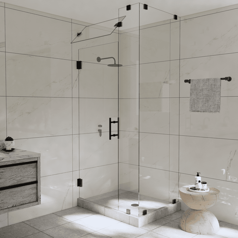 Canto™ Right Open Corner Shower Door with Steam Shower Transom-1