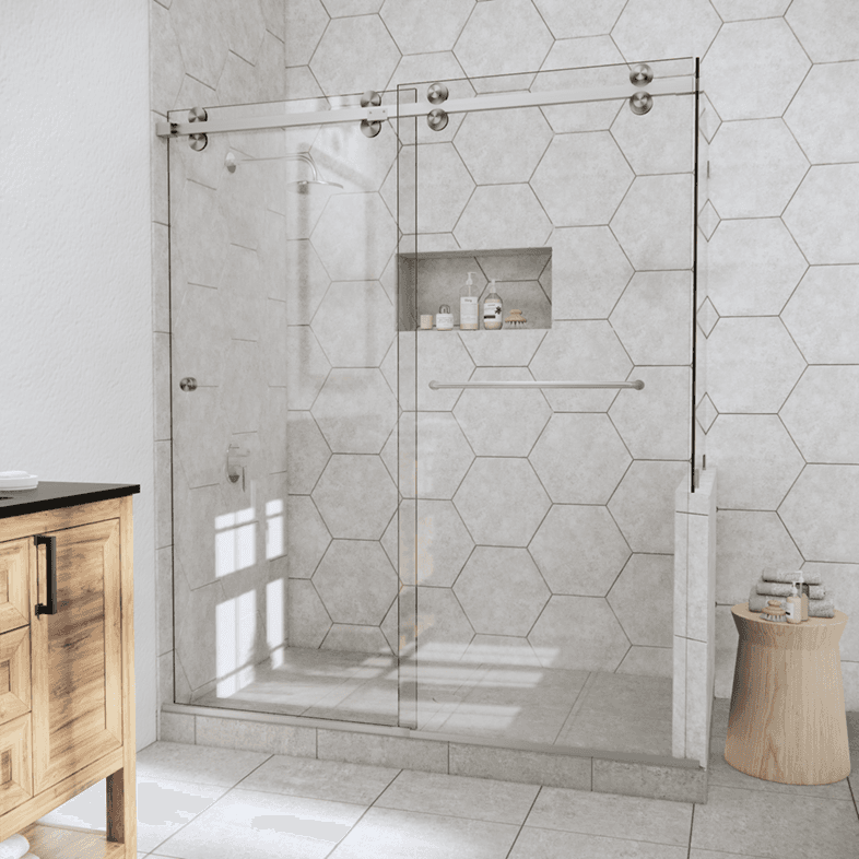 Slider™ Eclipse Double Sliding Shower Door with Right Knee Wall-0