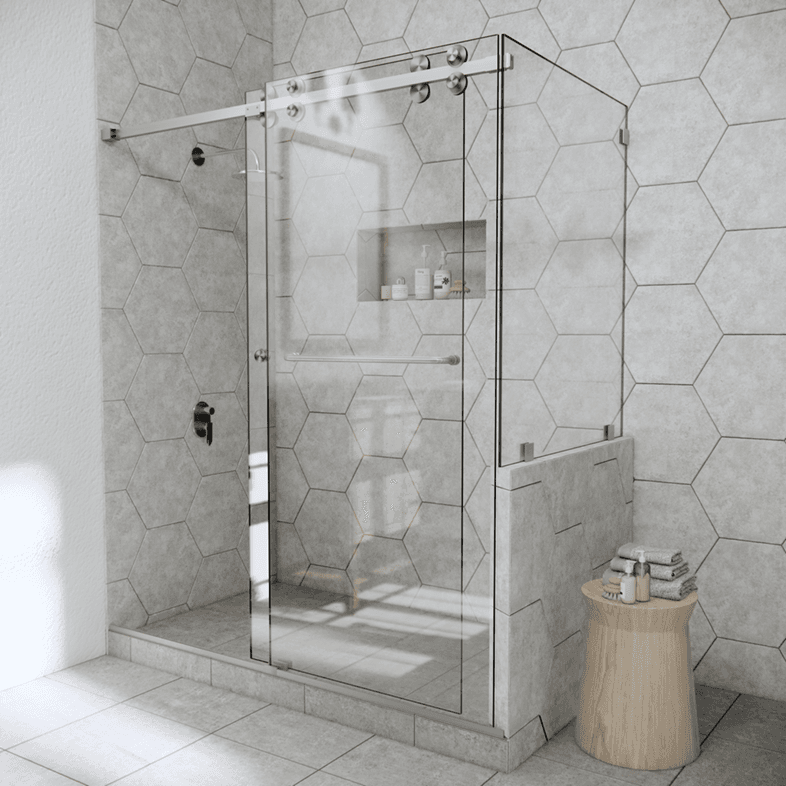 Slider™ Eclipse Double Sliding Shower Door with Right Knee Wall-2