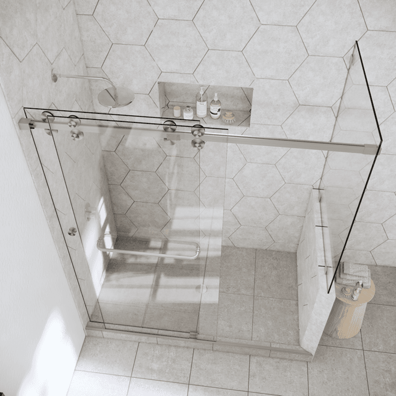 Slider™ Eclipse Double Sliding Shower Door with Right Knee Wall-4