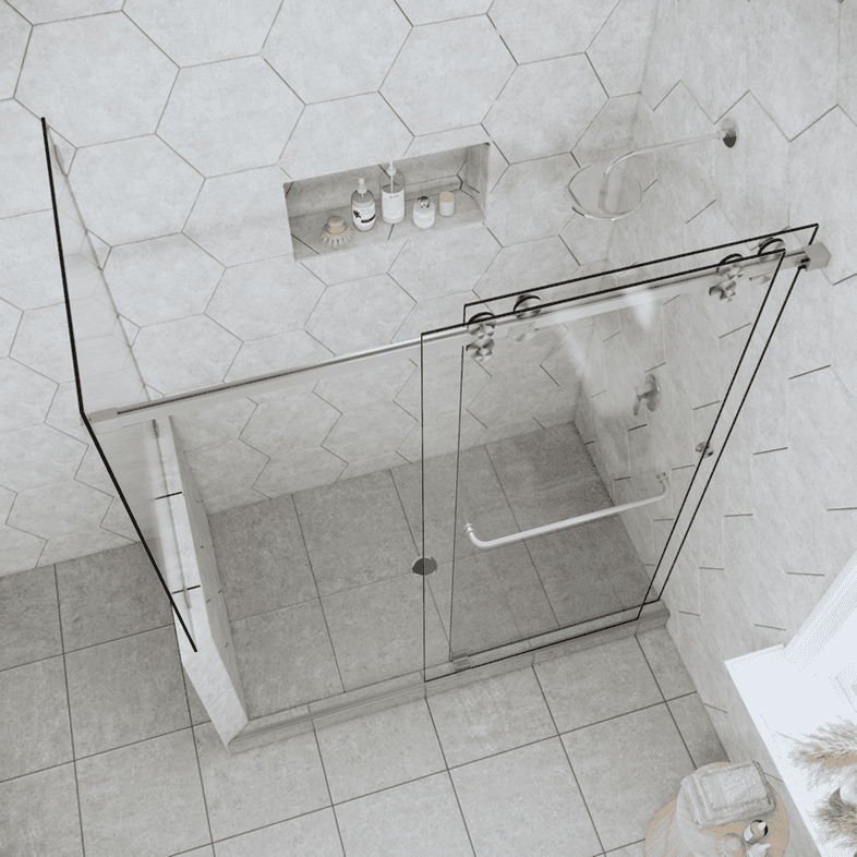 Slider™ Eclipse Double Sliding Corner Shower Door with Left Knee Wall-4
