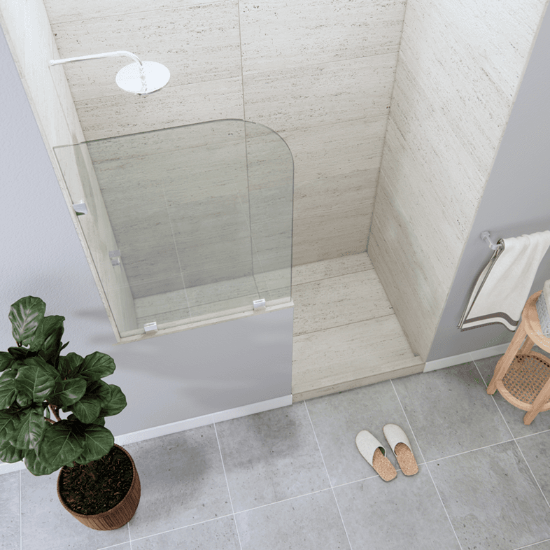 Tela™ Right Open Single Shower Round Screen with left knee Wall-2