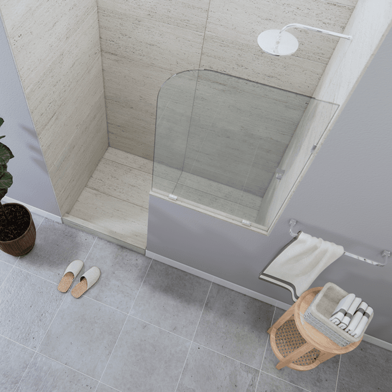 Tela™ Left Open Single Shower Round Screen with right knee Wall-2