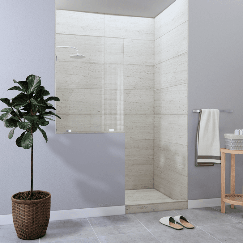 Tela™ Right Open Single Shower Screen with left knee Wall-1