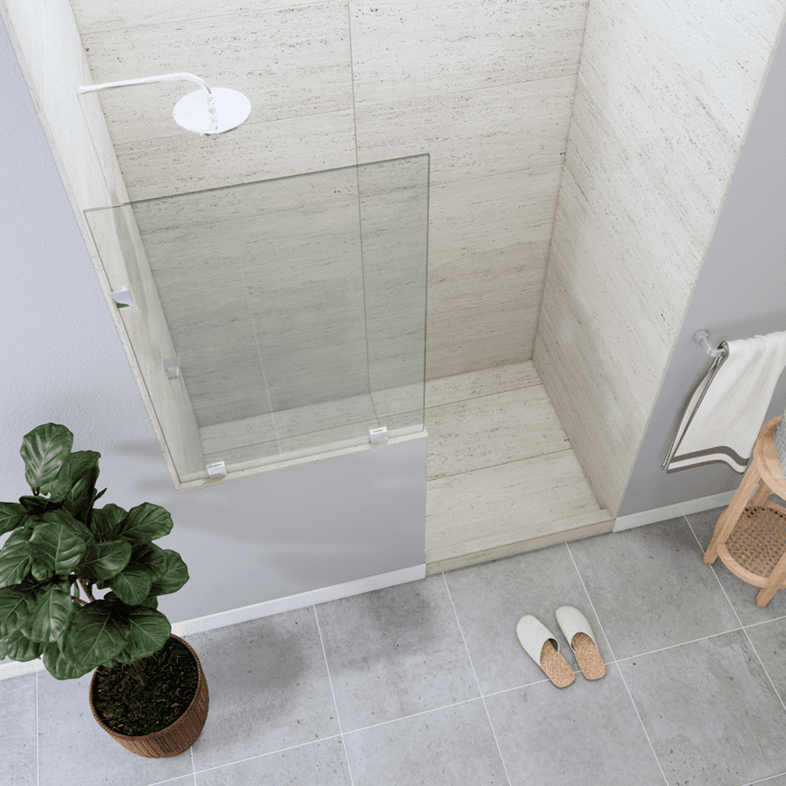 Tela™ Right Open Single Shower Screen with left knee Wall-2