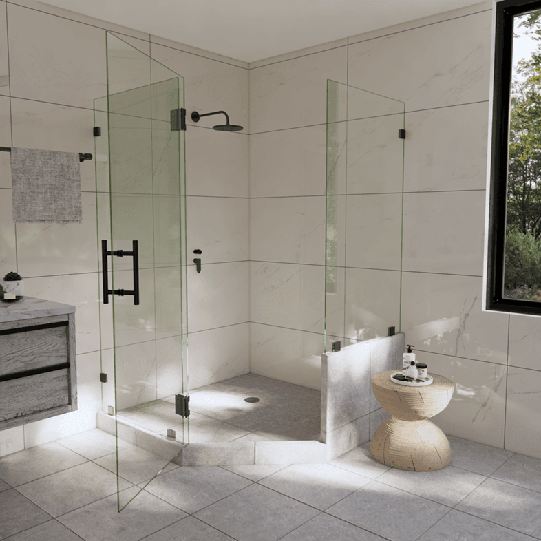 Luxe™ Right Open Neo Angle Shower Door with Right Knee Wall-0