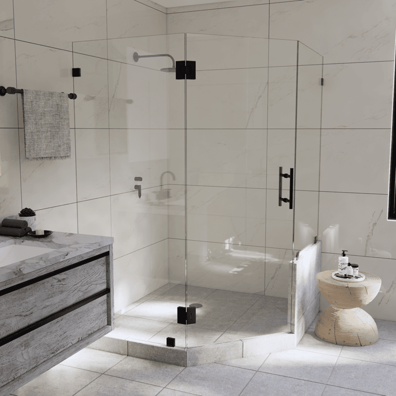 Luxe™ Right Open Neo Angle Shower Door with Right Knee Wall-3