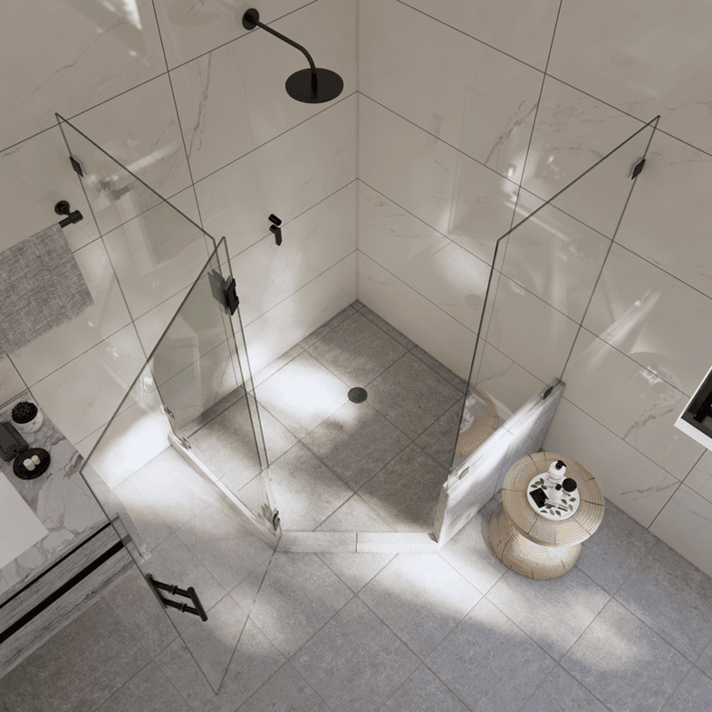 Luxe™ Right Open Neo Angle Shower Door with Right Knee Wall-1