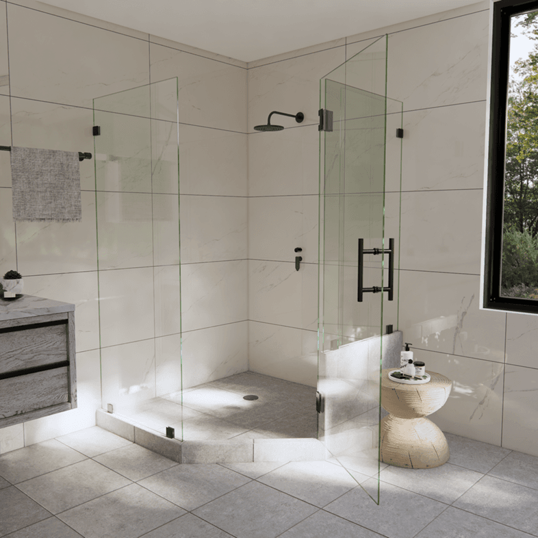 Luxe™ Left Open Neo Angle Shower Door with Right Knee Wall-3