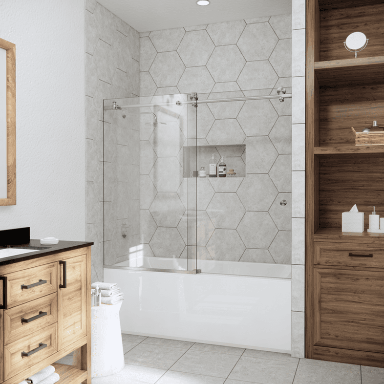 Bathtub Enclosures Left Open Metro Sliding Bathtub Door-0