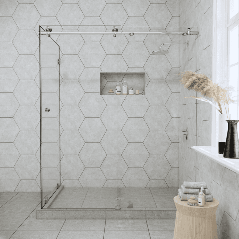 Slider™ Right Open Metro Sliding Corner Shower Door-0