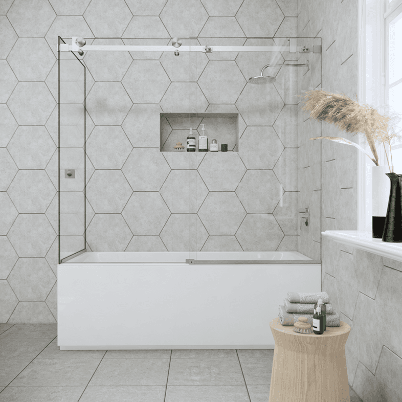 Bathtub Enclosures Right Open Quadro Sliding Corner Bathtub Door-2