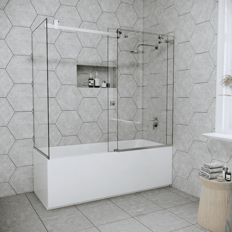 Bathtub Enclosures Right Open Quadro Sliding Corner Bathtub Door-3