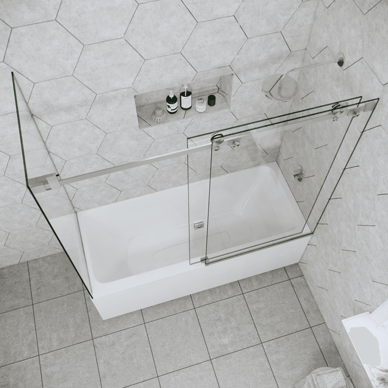 Bathtub Enclosures Right Open Quadro Sliding Corner Bathtub Door-0