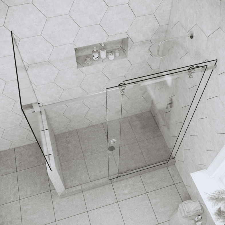 Slider™ Right Open Quadro Sliding Corner Shower Door with Left Knee Wall-3