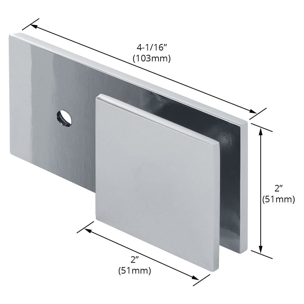 Square 180-Degree Glass-to-Wall "Y" Inline Clamp