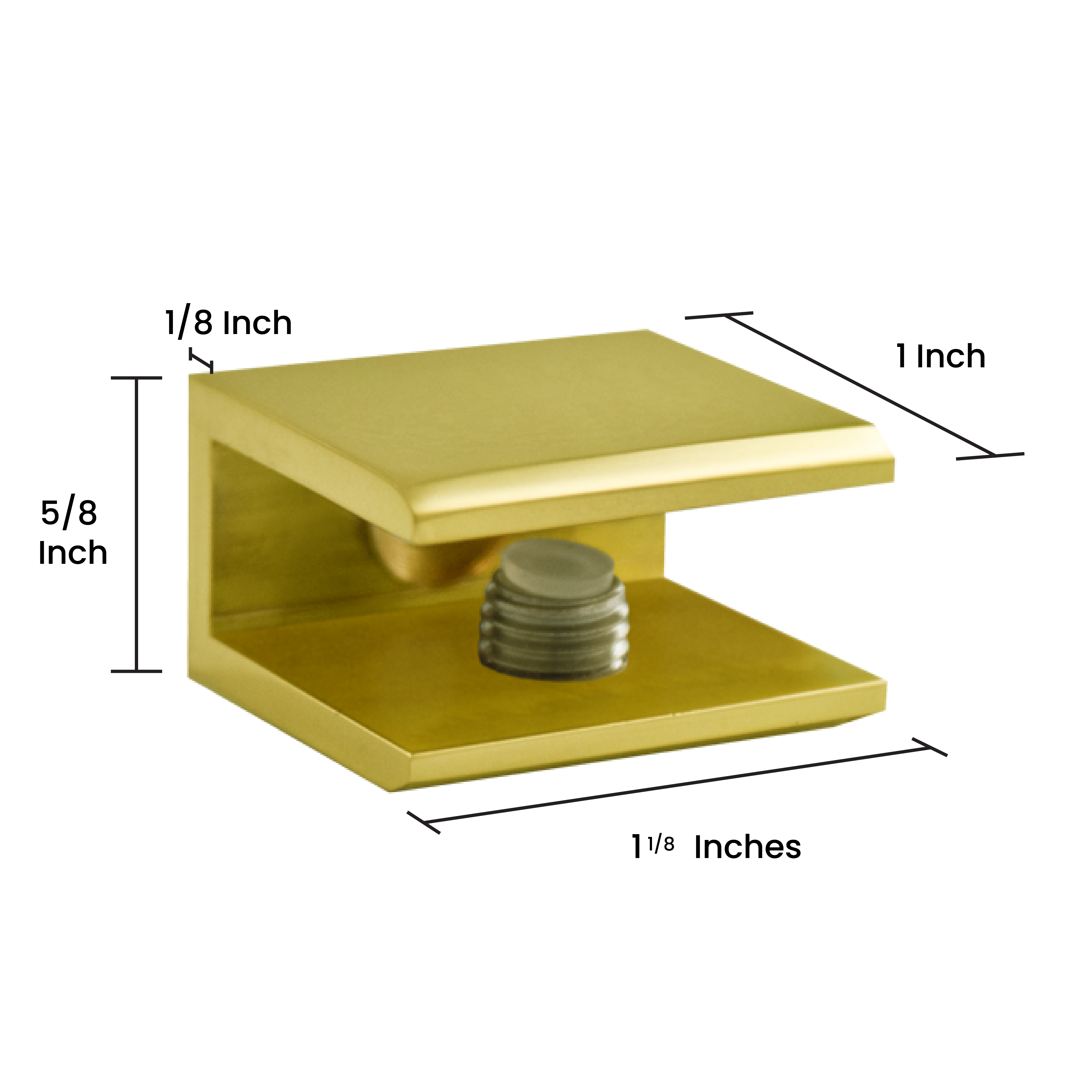 Square Glass Shelf Bracket for 1/4" to 3/8" Shelves - 1 Piece