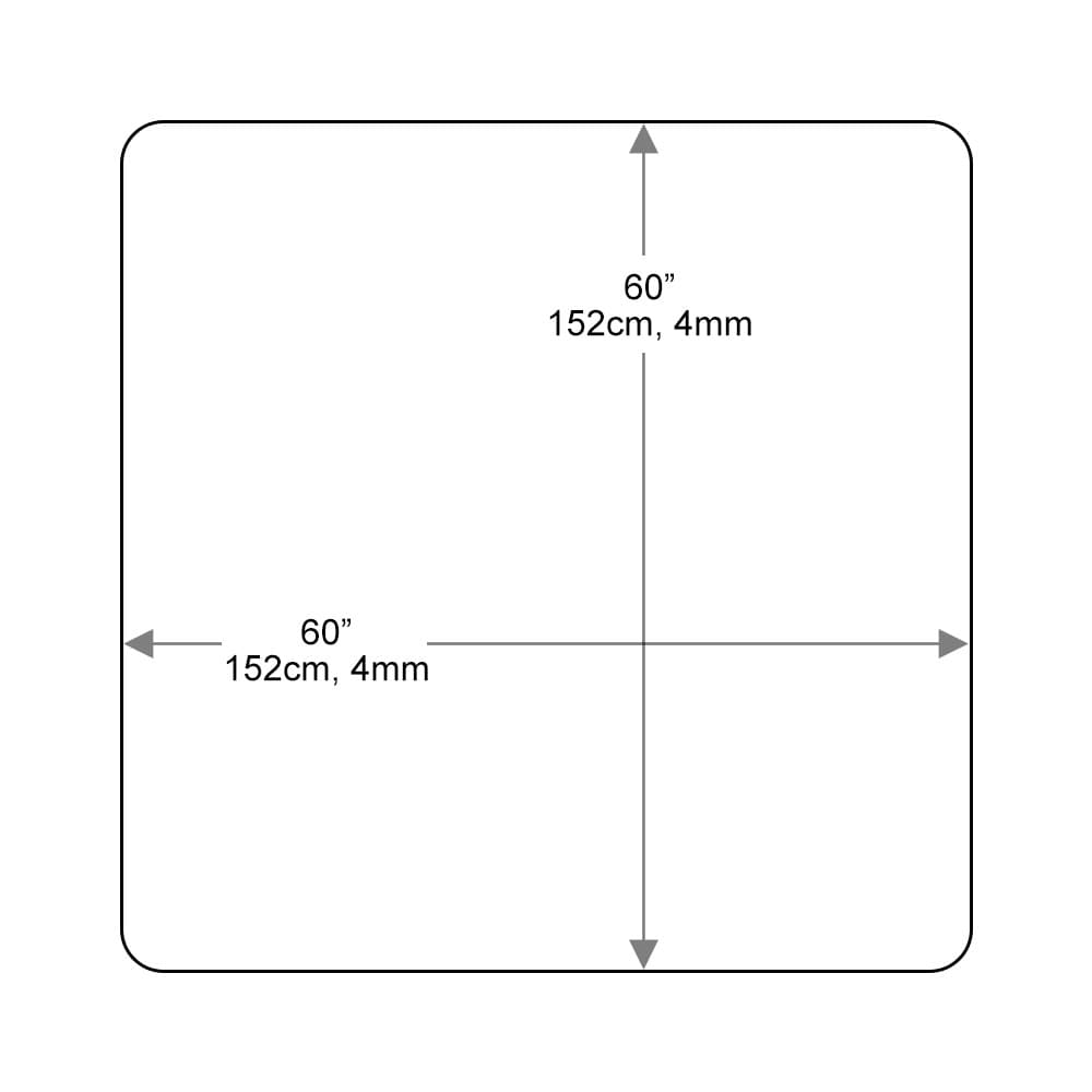 60" Square Tempered Glass Table Top - 1/2" Thick - Bevel Edge - Radius Corners | Dulles Glass
