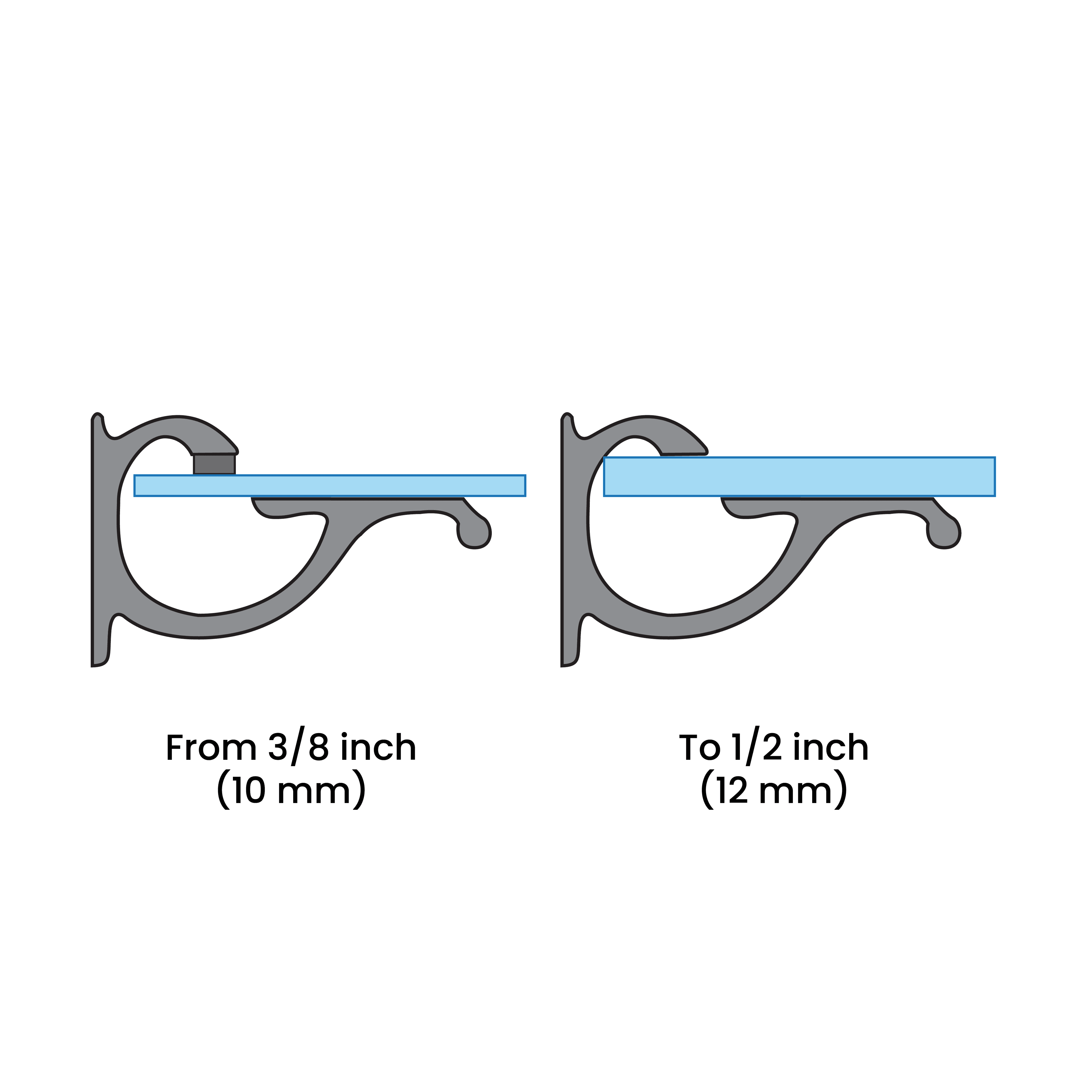 Designer Aluminum Shelf Brackets (Set of 2) for 3/8" to 1/2" Thick Shelves