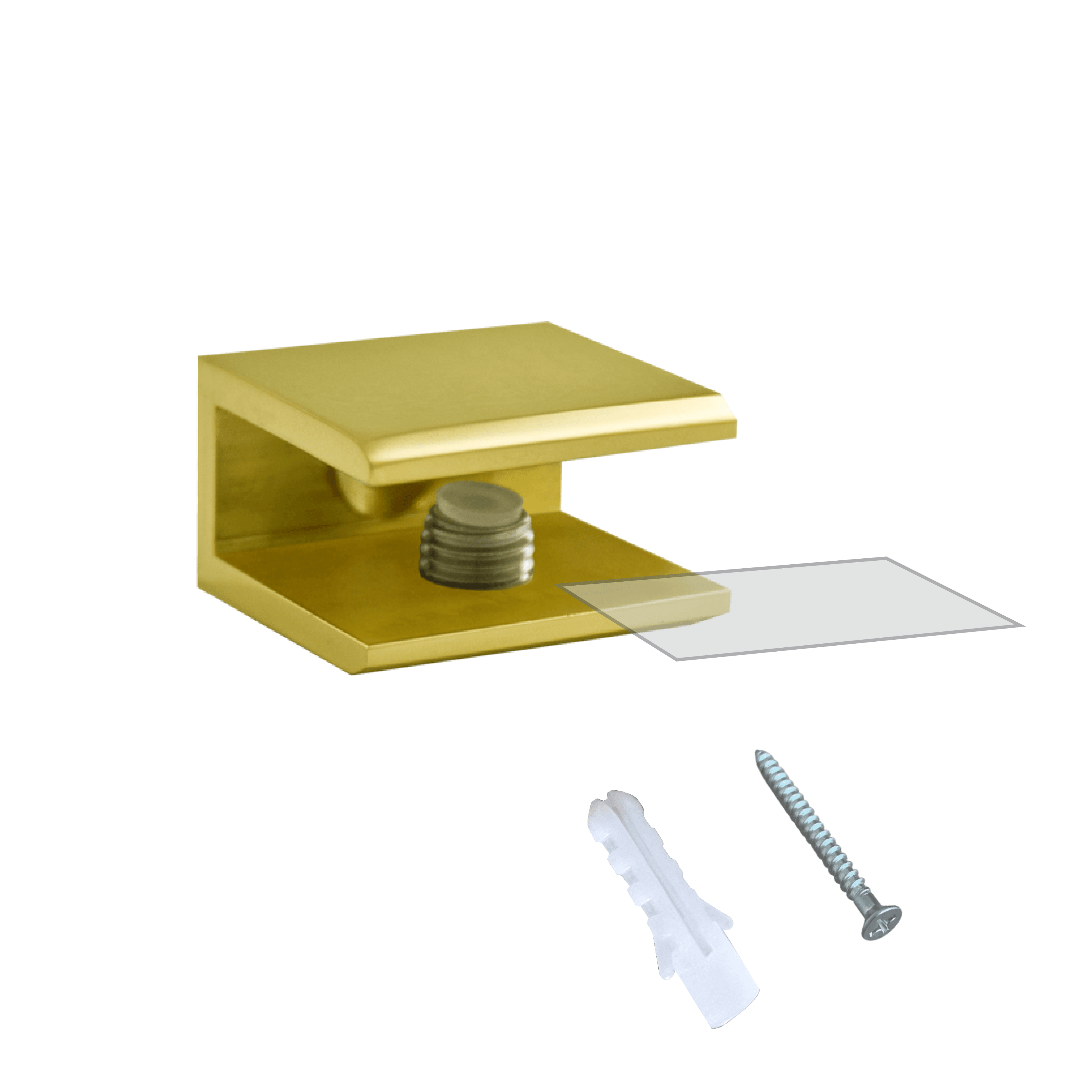 Square Glass Shelf Bracket for 1/4" to 3/8" Shelves - 1 Piece