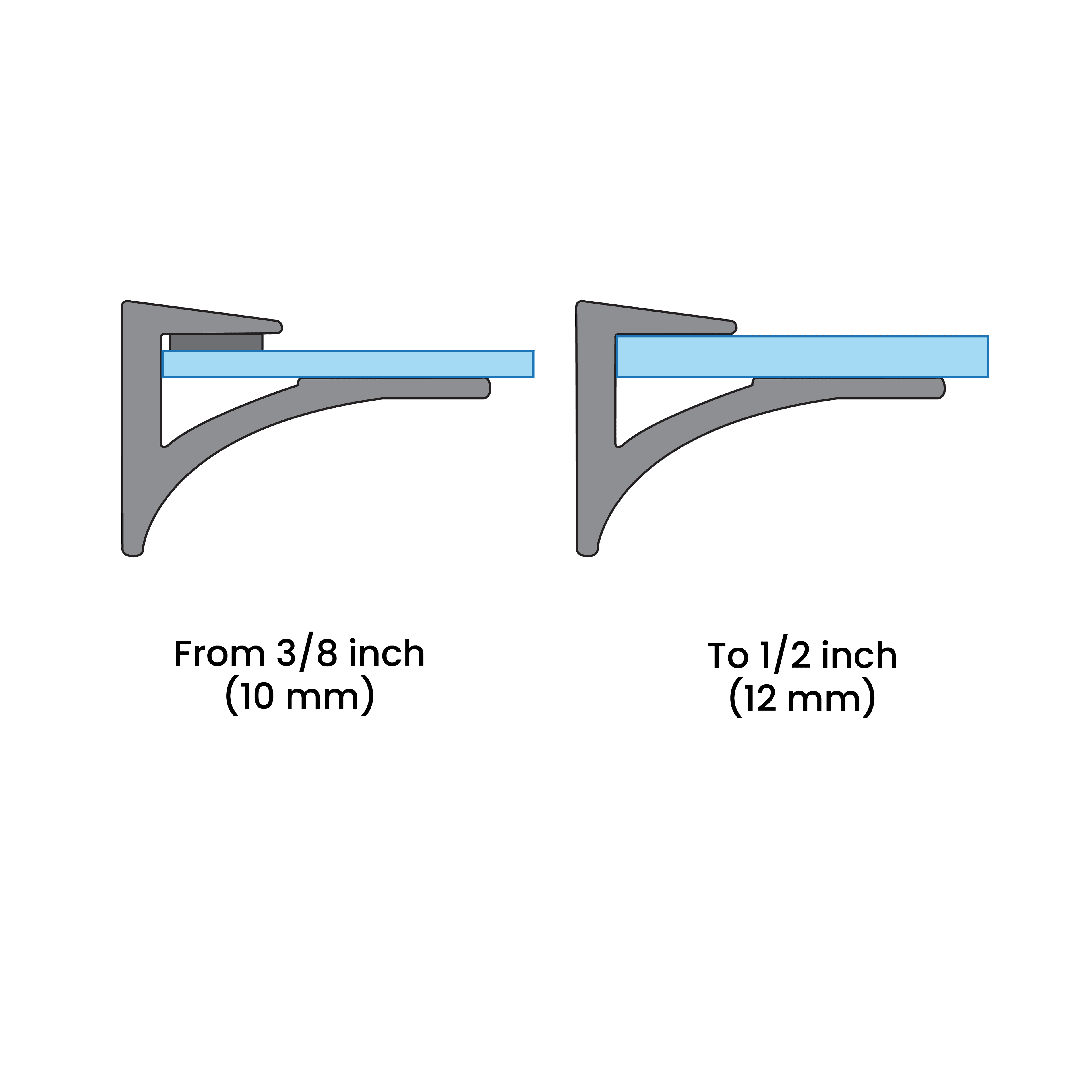 Aluminum Glass Shelf Brackets for 3/8" to 1/2" Shelves - Set of 2