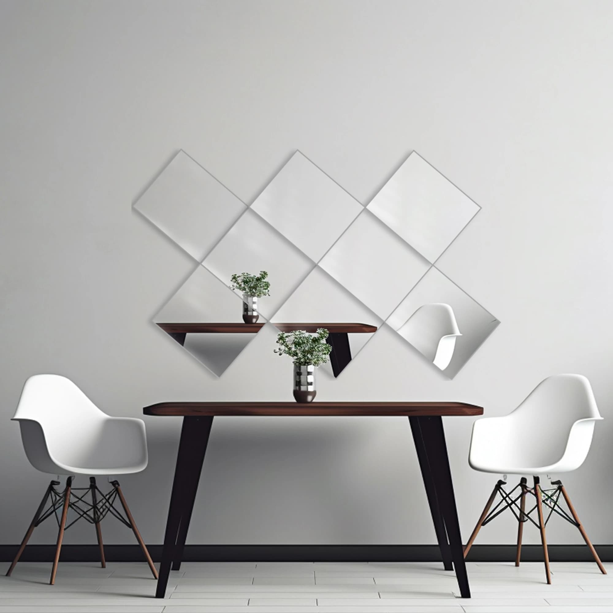 12x14 Mirror Tiles | Pack of 8 | Stylish Wall Mirrors