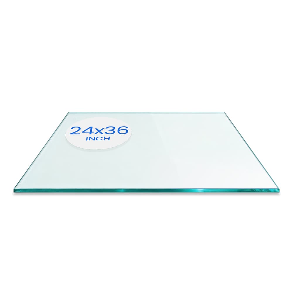 24" x 36" Rectangle Tempered Glass Table Top - 1/4" Thick - Flat Edge - Eased Corners | Dulles Glass