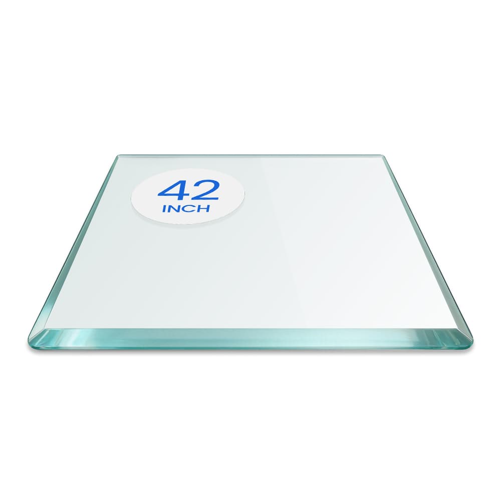 42" Square Tempered Glass Table Top - 1/2" Thick - Bevel Edge - Radius Corners | Dulles Glass