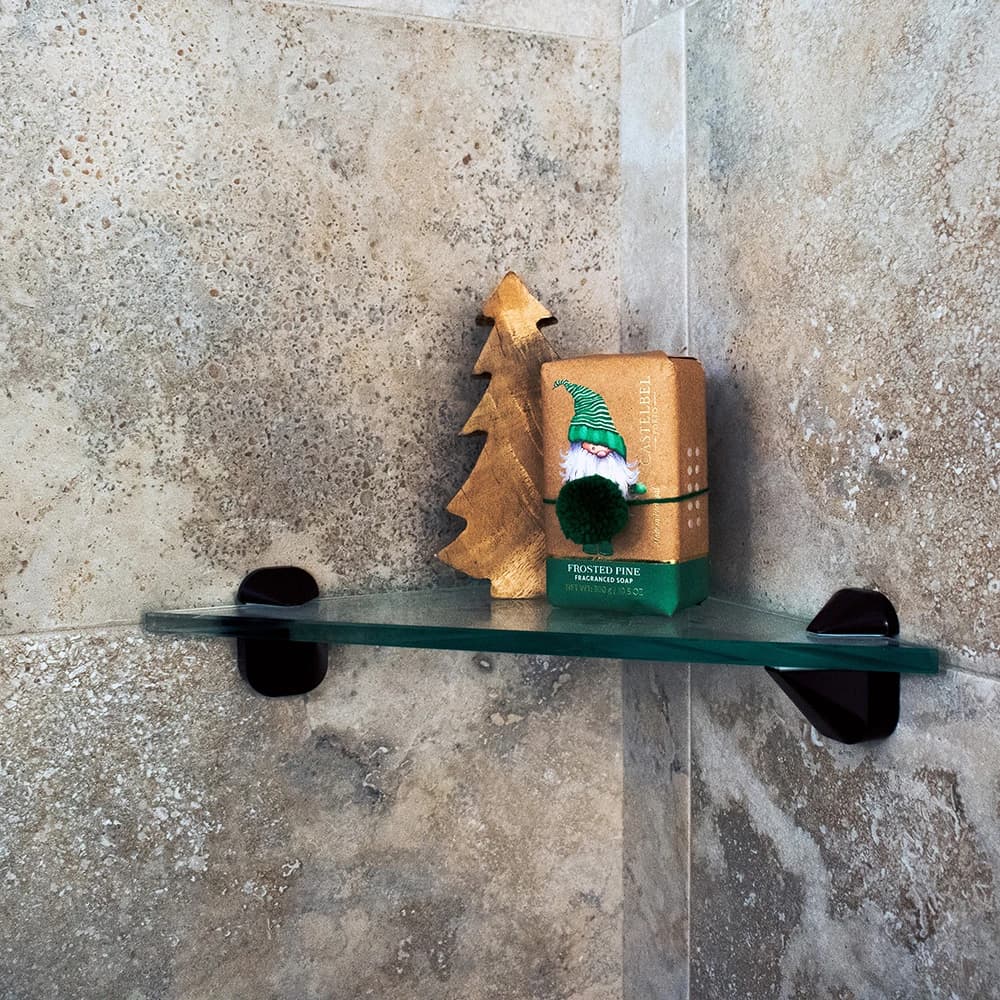 12" x 12" Triangle Tempered Glass Floating Shelf - 3/8" Thick - Flat Edge | Dulles Glass