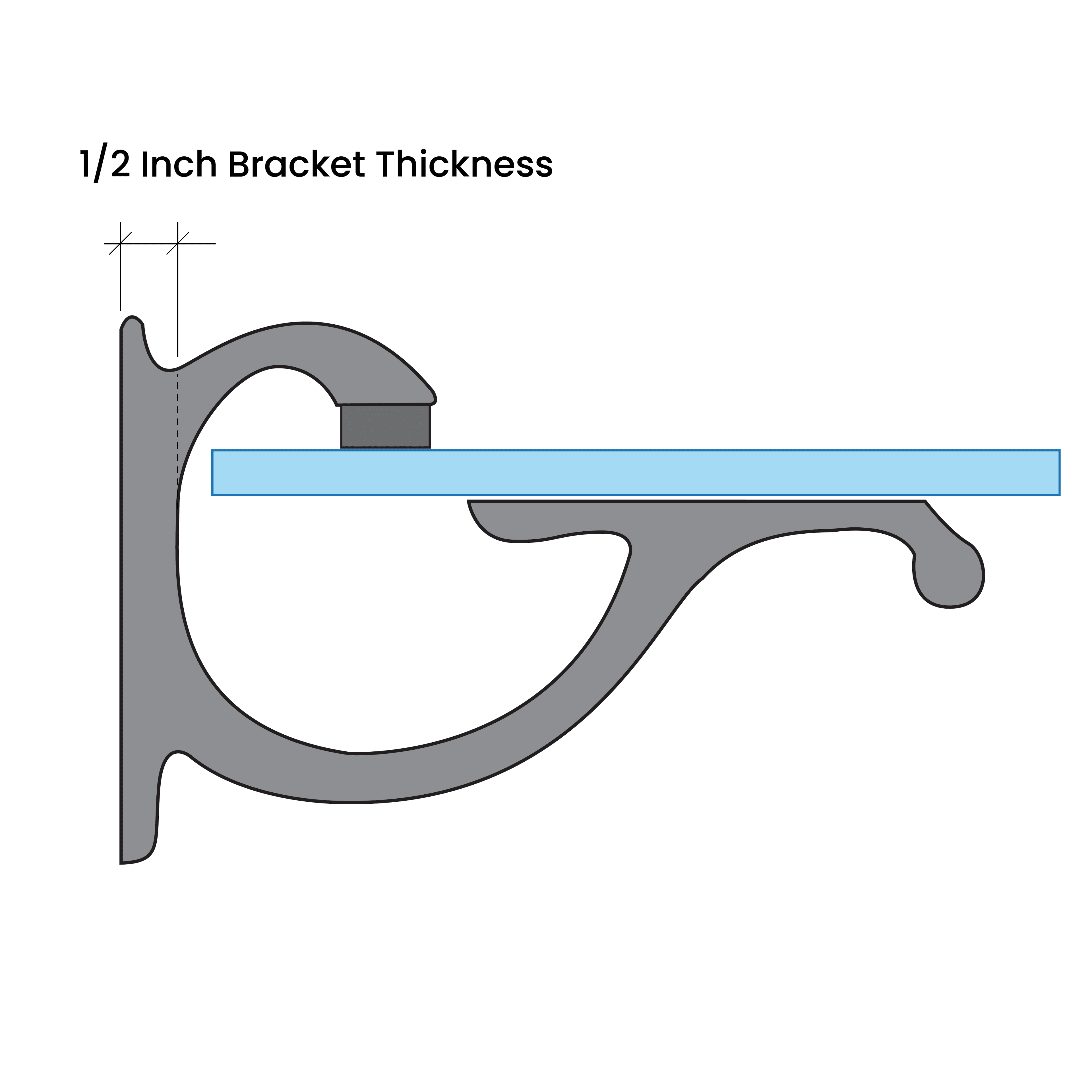 Designer Aluminum Shelf Brackets (Set of 2) for 3/8" to 1/2" Thick Shelves