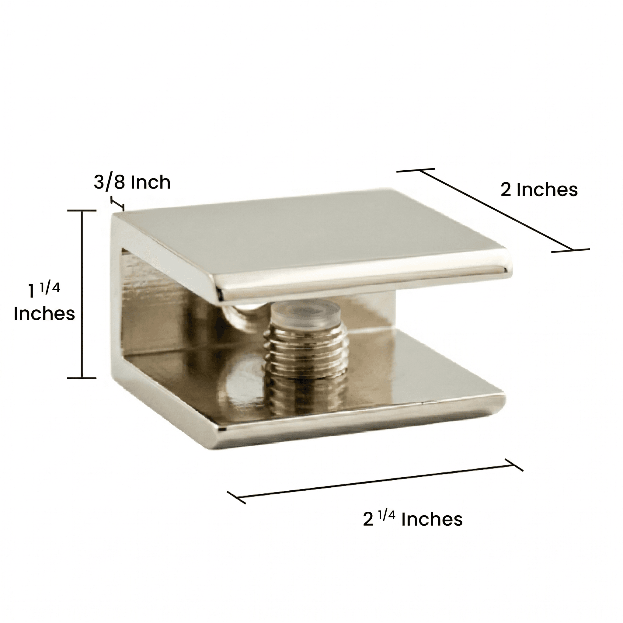 Square Glass Shelf Bracket for 1/4" to 3/8" Shelves - 1 Piece