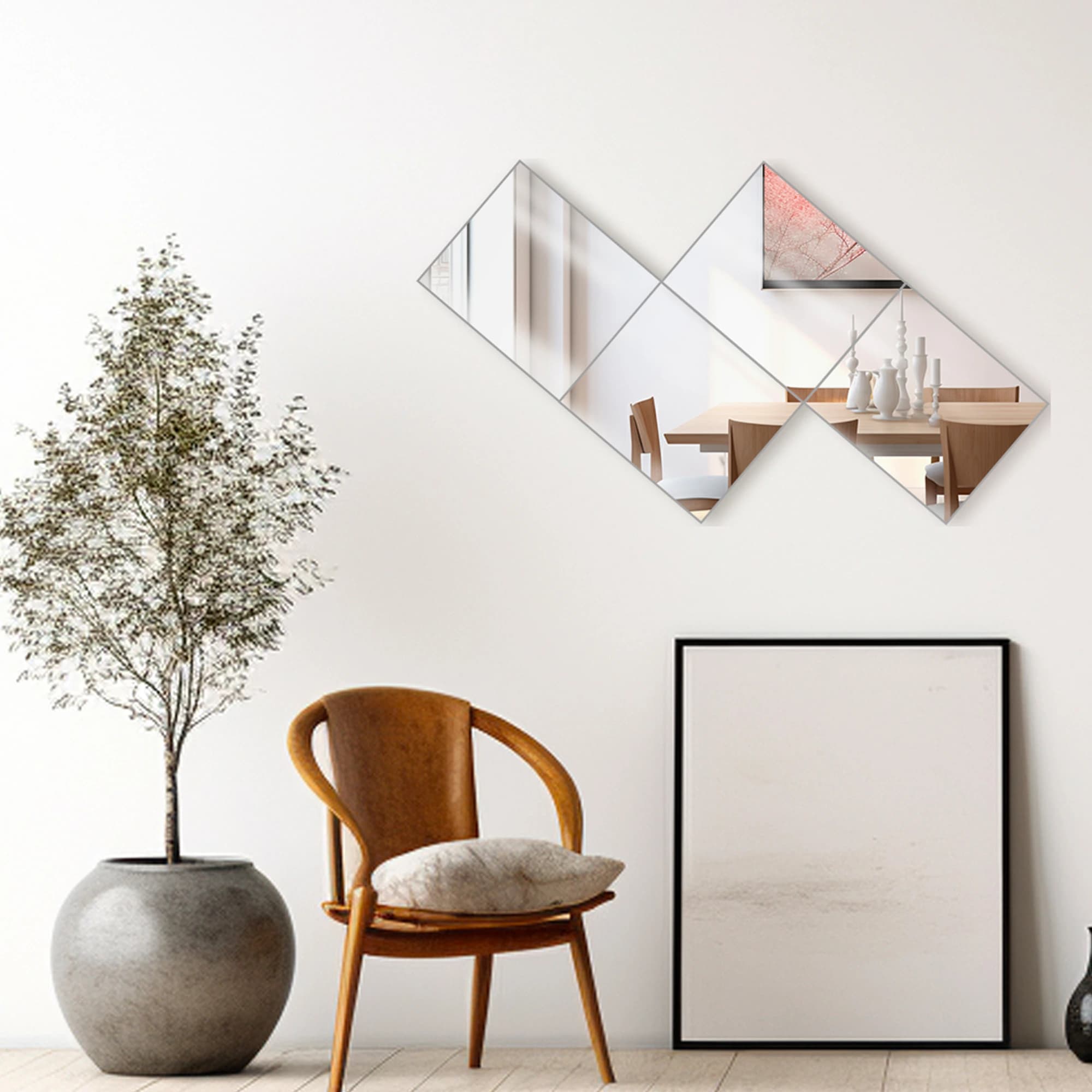 12x14 Mirror Tiles | Pack of 4 | Decorative Wall Mirrors