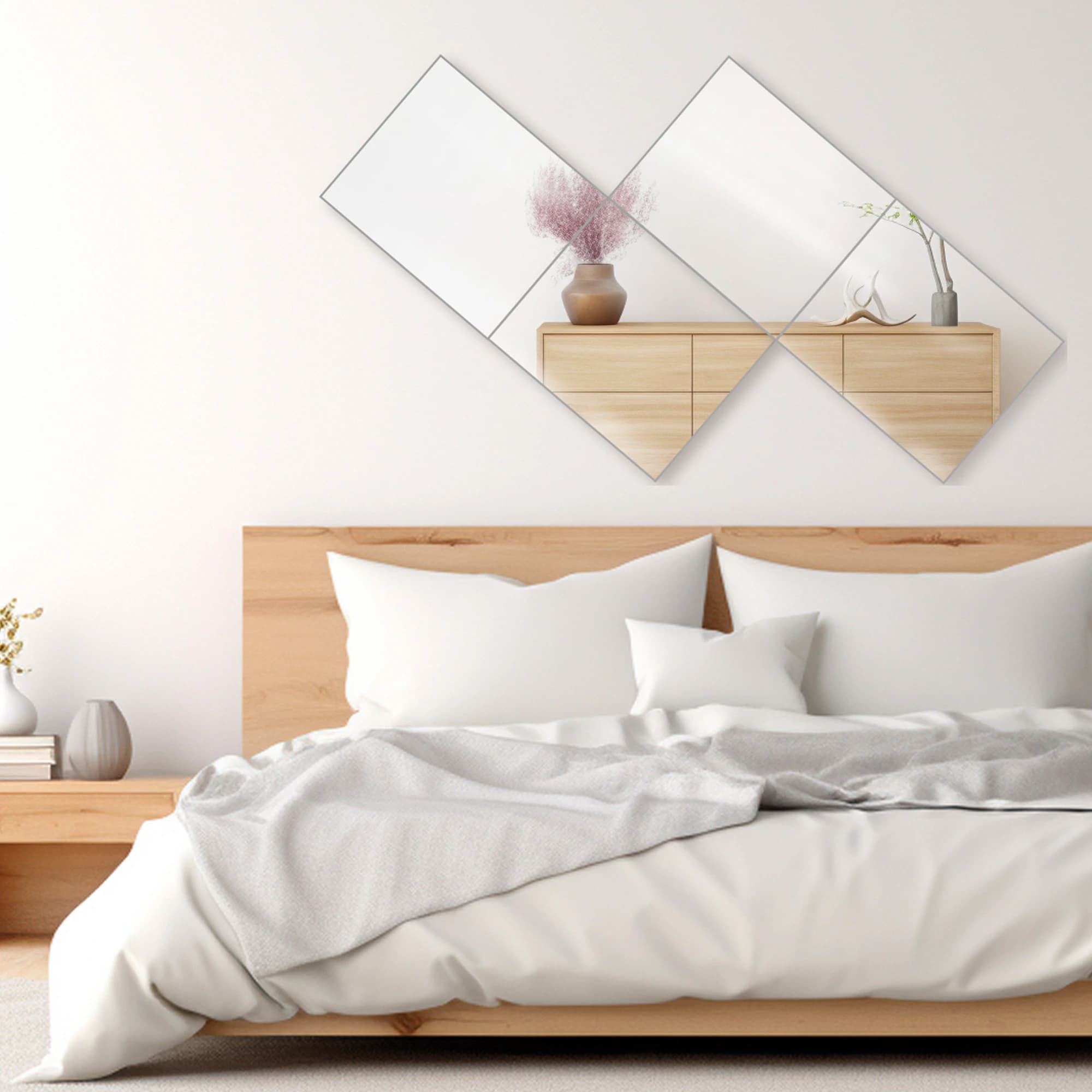 10x12 Mirror Tiles | Pack of 4 | Decorative Wall Mirrors