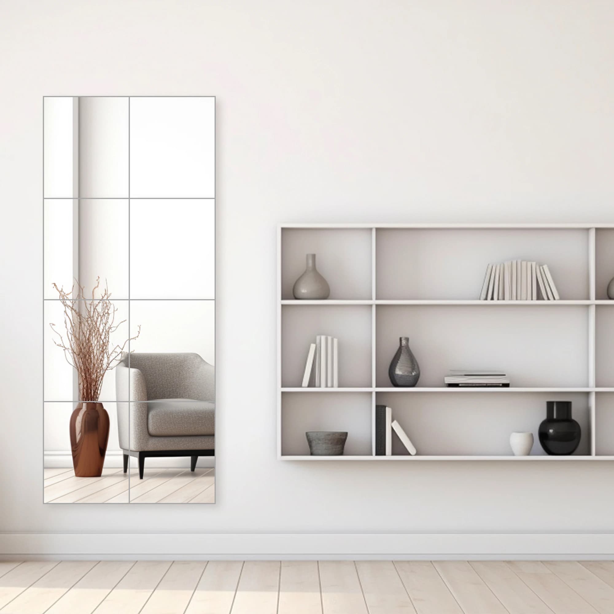 10x12 Mirror Tiles | Pack of 8 | Modern Wall Mirrors