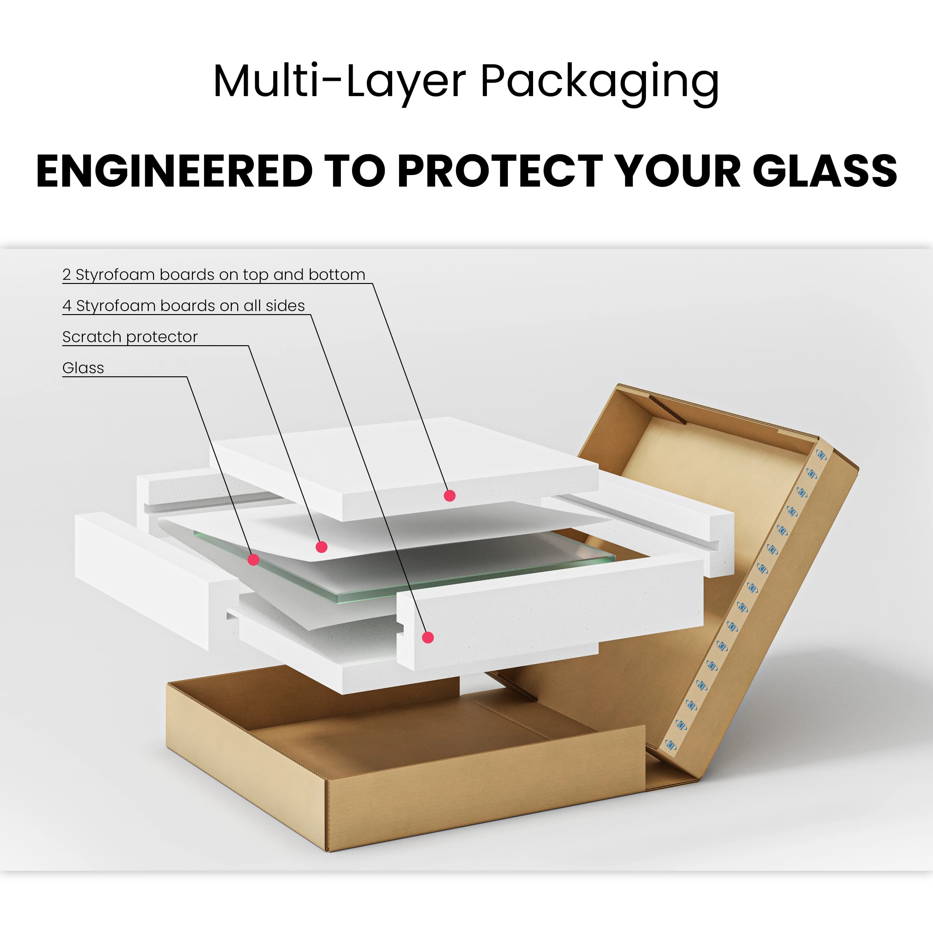 12" x 12" Corner Pentagon Tempered Glass Floating Shelf - 3/8" Thick - Flat Edge | Dulles Glass